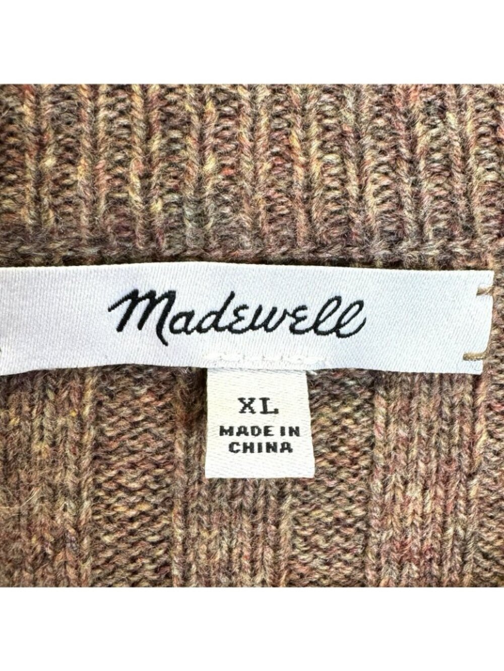 Madewell Mockneck Crop Sweater Womens Size XL Brown Wool Blend Ribbed Pullover - Picture 3 of 5